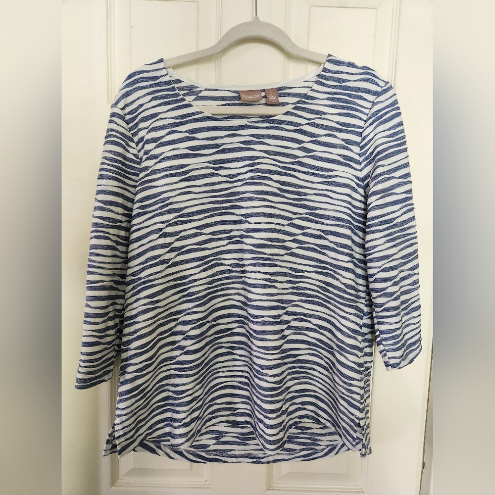 Chico's blue & White long sleeve top